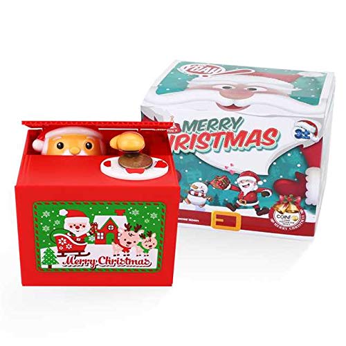 Peradix Stealing Coin Santa Claus Box Piggy Bank English Speaking Christmas Song for All Kids