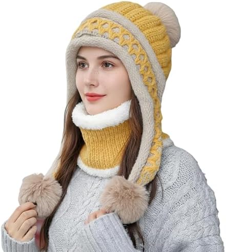 Women Winter Hooded Scarf Hat, Warm Fleece Balaclava One  display picture 1