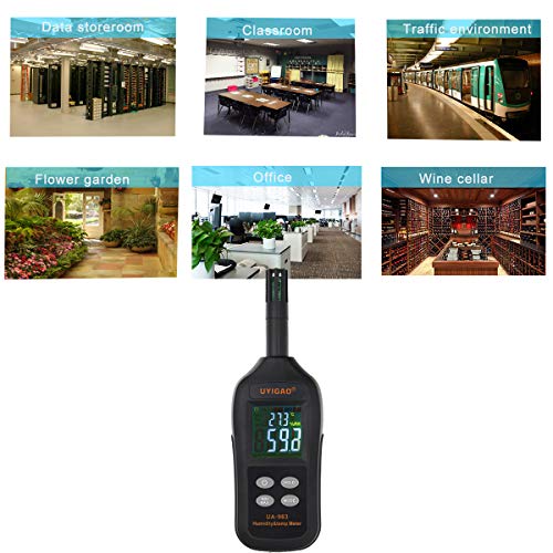 Digital Temperature and Humidity Meter Portable Hygrometer Thermometer with Ambient Temperature Dew Point Tester Wet Bulb Humidity Monitor Gauge for Daily Life Industry Agriculture