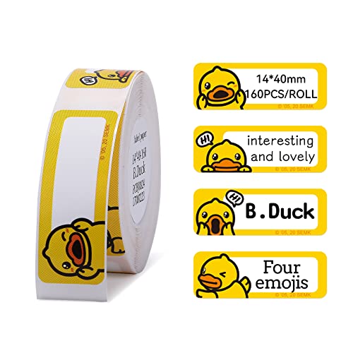 NIIMBOT & B.Duck Co-Branded D110 Thermal Label Makers with 1 Roll Cartoon Tape, Portable Cute Mini Bluetooth Sticker Printer for Home Office School Use, Mobile Phone Editable, Printable Width 0.47\'\'