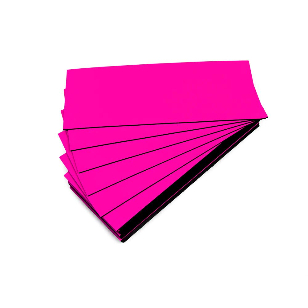 Pack of 25 Coloured Magnetic Labels (Pink, Length 10 cm, Width 4 cm)