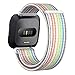 CAVN Nylon Bands Compatible with Fitbit Versa/Versa Lite Bands for Women Men, Breathable Watch Strap Adjustable Closure Replacement Wristband Accessories (Rainbow)