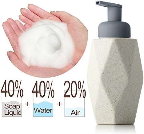 Yzakka Foaming Soap Dispenser Shower Gel Shampoo Dispenser for Bar Kitchen Bathroom Laundry Countertop Refillable Containers Ceramic Bottle 480ml 16.4oz