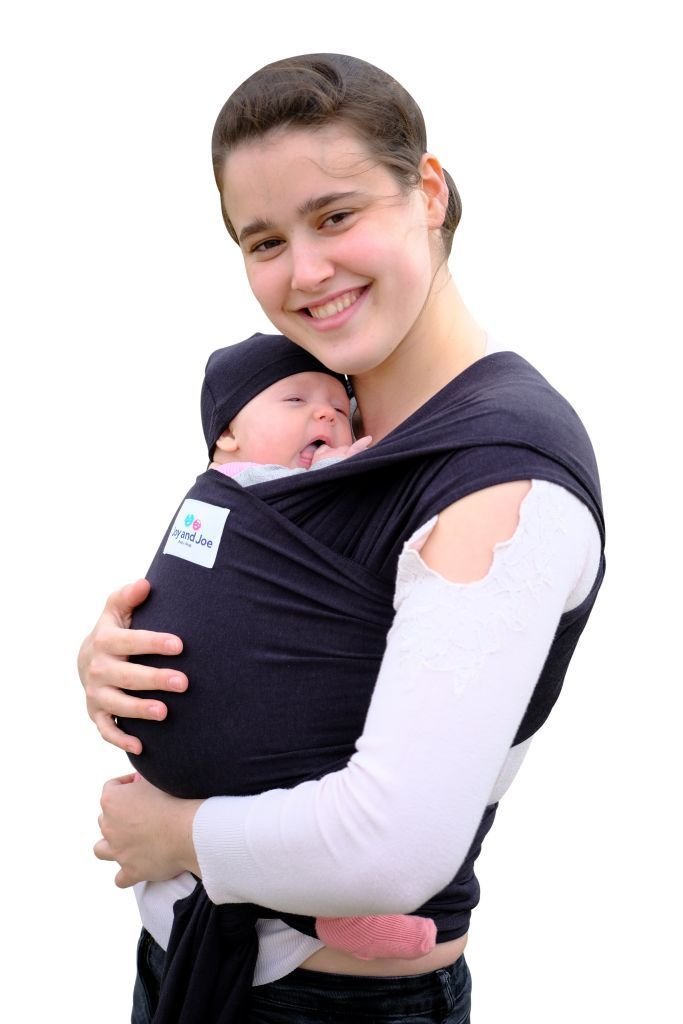 Bamboo Baby Wrap Sling | Made in The UK by Joy and Joe ® | Bamboo Cotton Elastane | Organic Stretchy Wrap Carrier | UK/EU Safety Tested | Boxed with Hat, Bag and Instruction Booklet (Black)