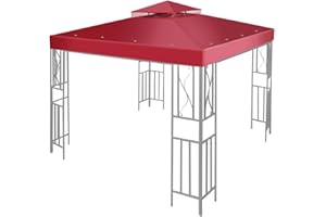 Flexzion Gazebo Top Replacement 10x10 Feet - Canopy Replacement Cover for Double Canopy Tent Dual Tier Pop Up Gazebo Tent Netting Cover, Water, Dirt, and UV Resistant Grill Canopy Replacement Cover