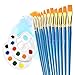 Paint Brushes, Atmoko 12 Pieces Nylon Artist Painting Brush Set with 2 Palettes for Watercolor, Acrylic and Oil Paintings, Perfect for Painting Canvas, Ceramic, Clay, Wood, Models(Kids and Adults)