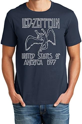 Blueberri Apparel Mens Soft Cotton Led Zeppelin 1977 World Tour Graphic Tee
