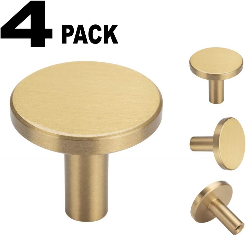 Pack of 4, Brushed Brass Decorative Wall Hooks, 32mm x 30mm