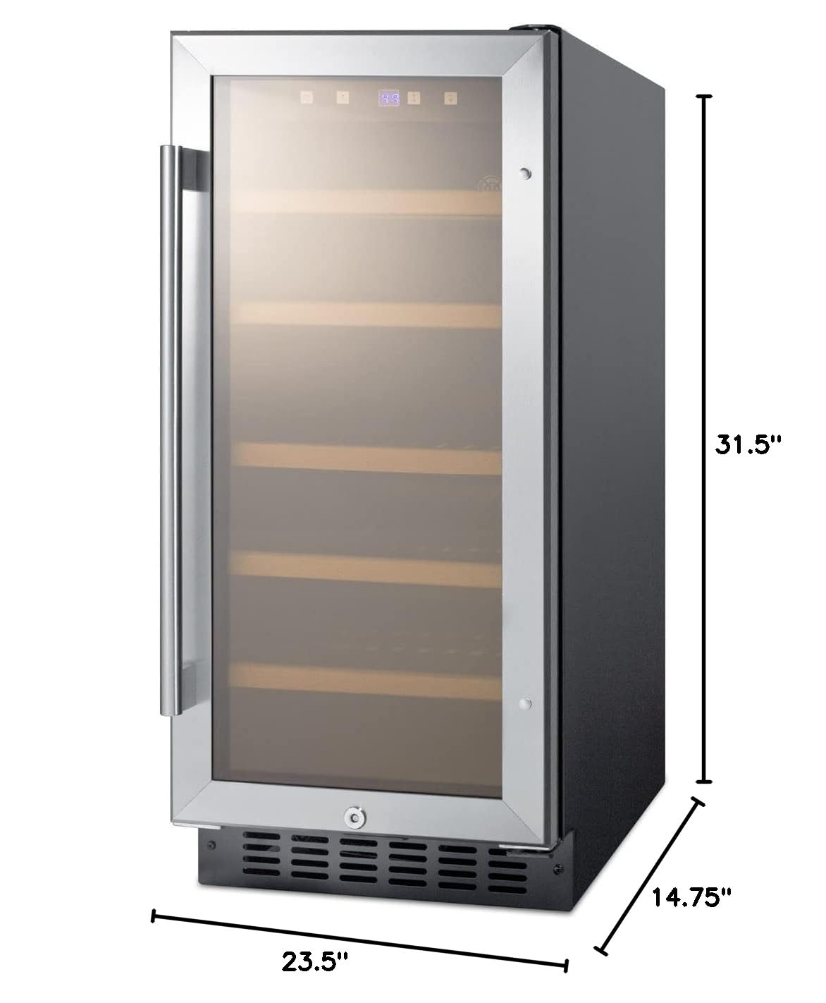 Summit 15” Wine Cellar, 23 Bottle Capacity, 2.2 cu.ft., Built-In Wine Cellar, ADA Compliant, Stainless Steel- ALWC15