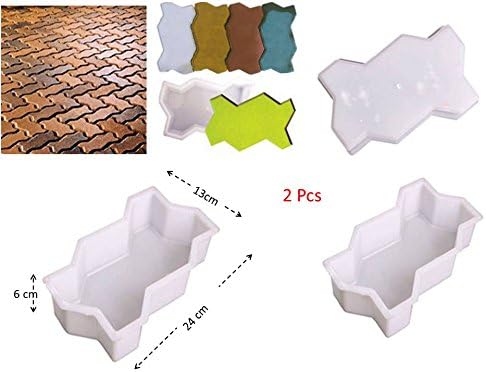 JTW-Lot of 2 Pcs DIY Three Waves shape Brick Path Mold path way concrete paving brick Pavement Walkway mold Plastic (13x24x6 cm) White color