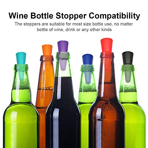 6PCS Wine Stoppers, AK1980 Silicone Reusable Sparkling Wine Bottle Stopper and Beverage Bottle