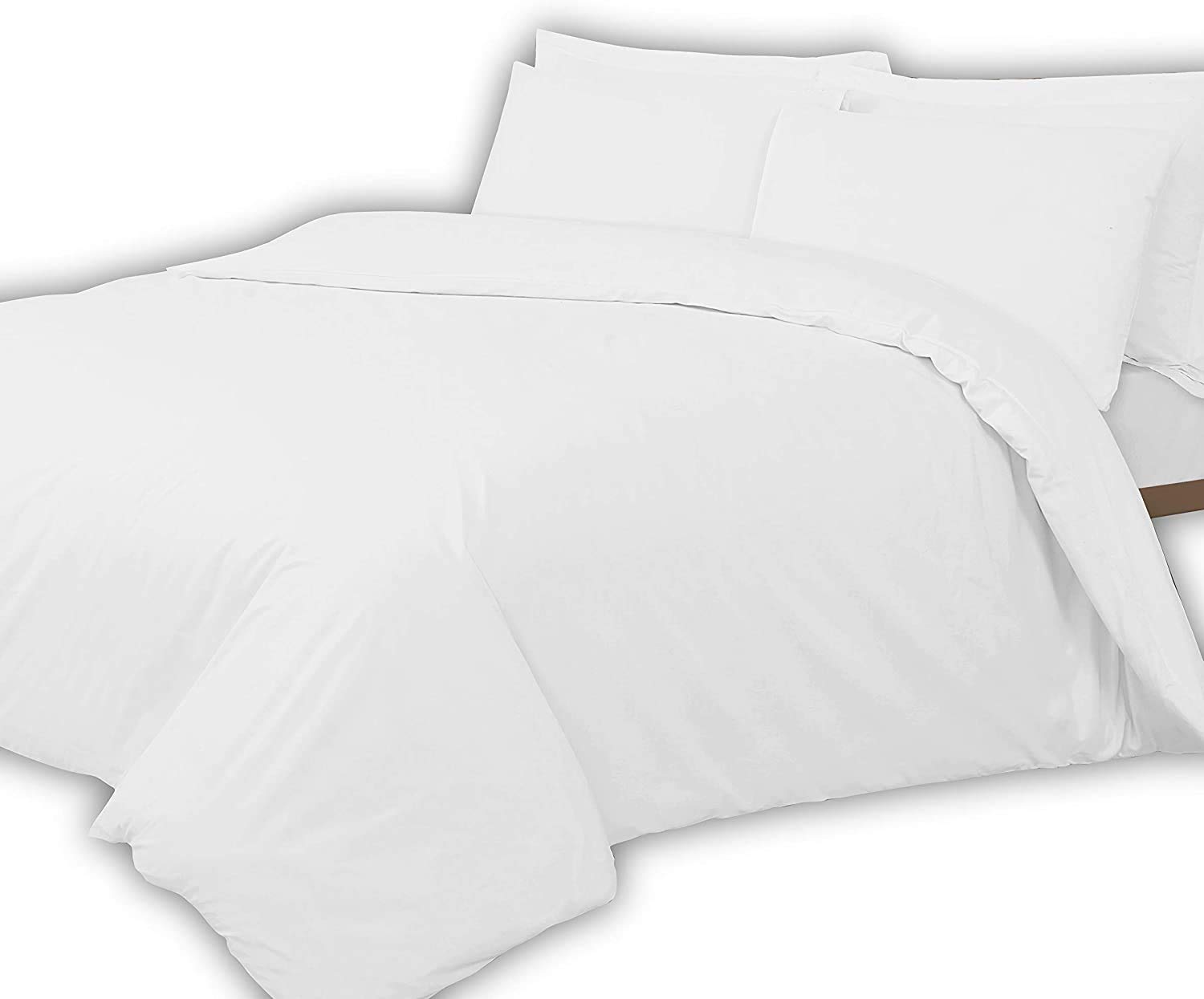 Every Thread Counts Luxury and Super-Soft Cozy Plain Reversible 400 Thread 100% Egyptian Cotton Satin Hotel Quality Duvet Cover Set with pillowcases (White, Double)