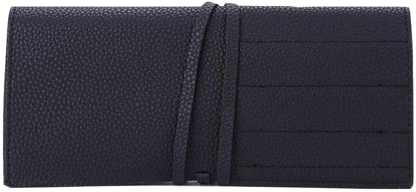 Makeup Brush Organizer Bag,Jocestyle PU Leather Roll-up Cosmetic Bags Women Portable Simple Travel Beauty Case Brush Holder 10 Slots Makeup Artist Storage Handbag (Black)