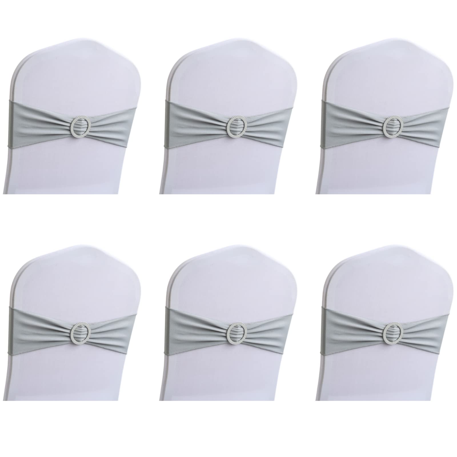 CHENGZI Pack of 6 Party Decoration Satin Chair Sashes, Satin Tie Soft Chair Sash Ribbon for Wedding, Banquet, Birthday, Event Decoration (Gray)