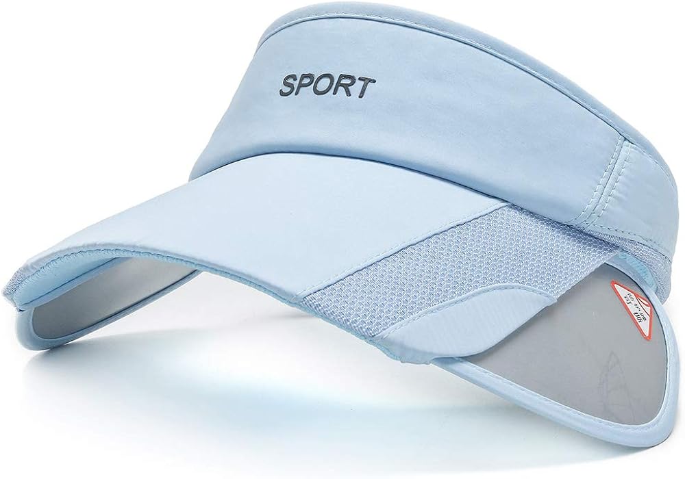 Men Women Sun Protection Sports Visor Hats Summer Wide Brim Adjustable Golf Tennis Blue: Clothing