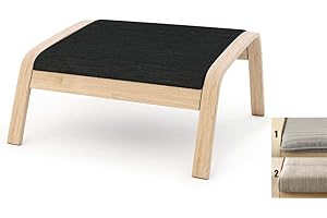 Vepping Lude Multi Colored Armchair Replacement Cover, Fits IKEA Poäng Armchair, Cushion not Included (Footstool Design 2, Polyester - Black)