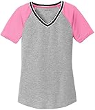 Ladies Mesh Sleeve V-Neck Baseball Tees in Juniors Sizes: XS-4XL