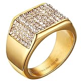 Mens Wedding Bands Vintage 316L Stainless Steel Gold Engagement Rings High Polished Finish Comfort Fit Size 8