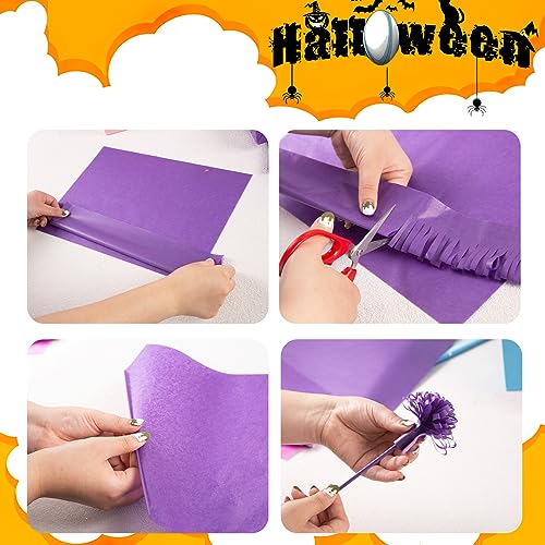Koogel 330 Sheets Purple Tissue Paper, Halloween Tissue Paper for Gift Bags 14 x 10 Inch Gift Wrapping Paper for DIY Crafts Halloween