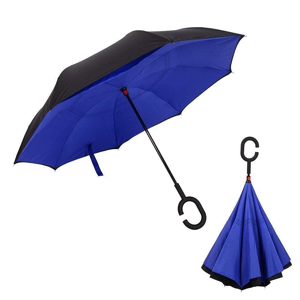 HOTfunky Travel Windproof Compact Folding Reverse Nylon Umbrella