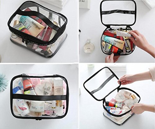 image for LOUISE MAELYS 2 Pieces Portable Clear Makeup Bag Zipper Waterproof Tra