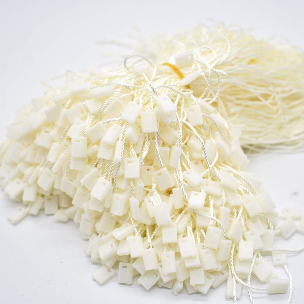 TBWHL Beige Hang Tag String 7" 1000Pcs String Nylon Snap Lock Pin Loop Fastener Hook Ties Easy and Fast to Attach