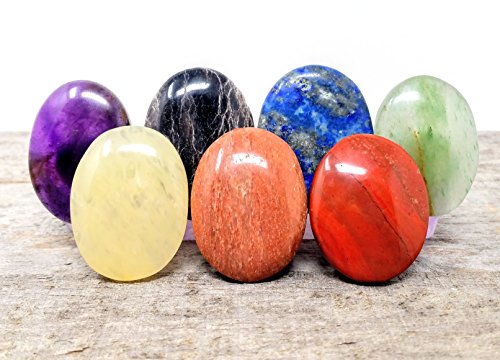 7 pcs Chakra Polished Crystal Healing Worry Stone Set/Holistic Balancing Pocket Stones