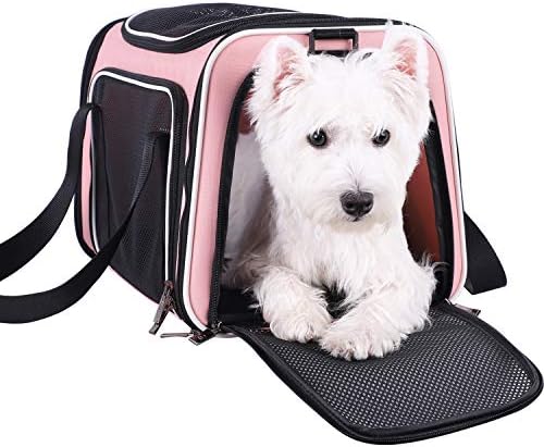 petisfam Auo-Safe Pet Carrier with Top Entrance, Washable Bed, 3 Doors and Shoulder Strap for Medium Cats and Small Dogs