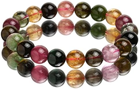 Multi Colored Tourmaline Bracelet 9.6mm Round Beads 28.3g #4514
