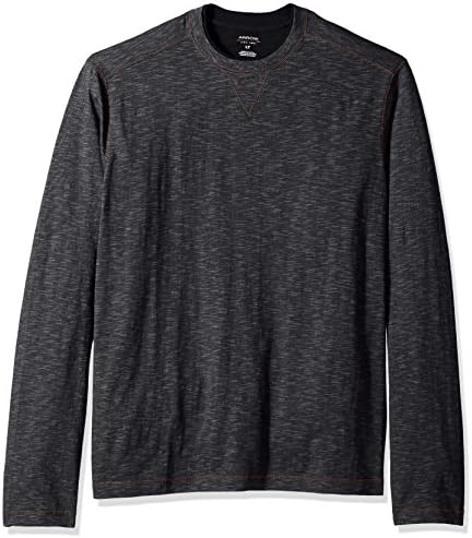 Arrow Men's Big Long Sleeve Stripe Crew Doubler Tee, Black, 3X-Large Tall