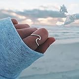 OrliverHL Simple Fashion Wave Ring Adjustable Open Ring Gift Jewelry Daily Wear,Silver,8#