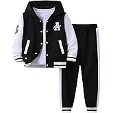 Kxuryueo Boys Clothes Button Down Hoodies & Jogger Pants Set Casual Color Block Sweatsuit (Size: 5-9T)
