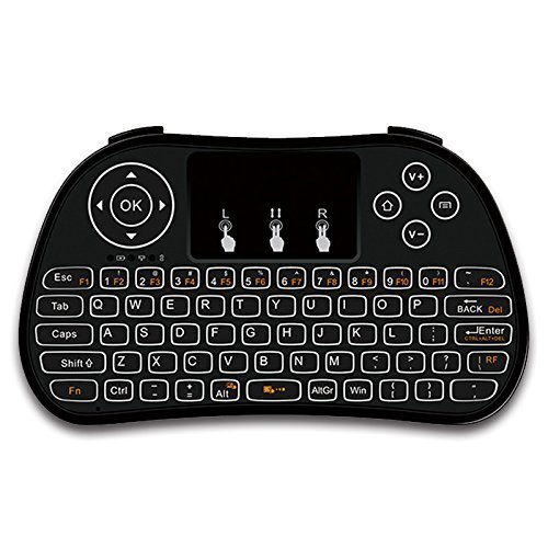 RabbyRock Mini Wireless Keyboard and Touchpad Mouse Combo - 2.4Ghz Colorful Backlit Handle Control - Best Remote Control & Rechargeable Combos for PC, Pad, Google Android TV Box (S5)