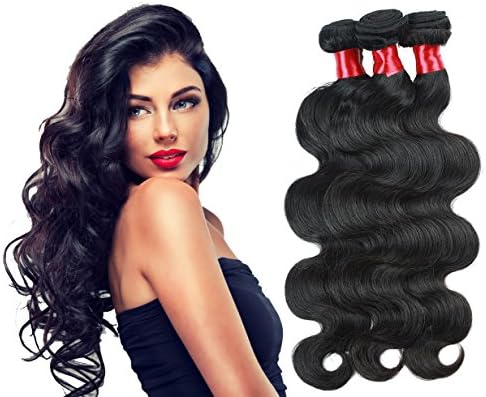 Elegant Queen Brazilian Hair Boay Wave Hair Bundles Human Hair Virgin Hair Weave Unprocessed Remy Hair Extensions (16 Inch 16 Inch 16 Inch,Natural Black Color,Bundles of 3)