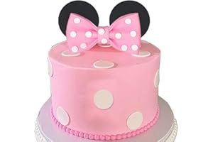 DIDIDA Mouse Cake Topper Pink Bow and Ears Decorations for Baby Girl Birthday (Pink)