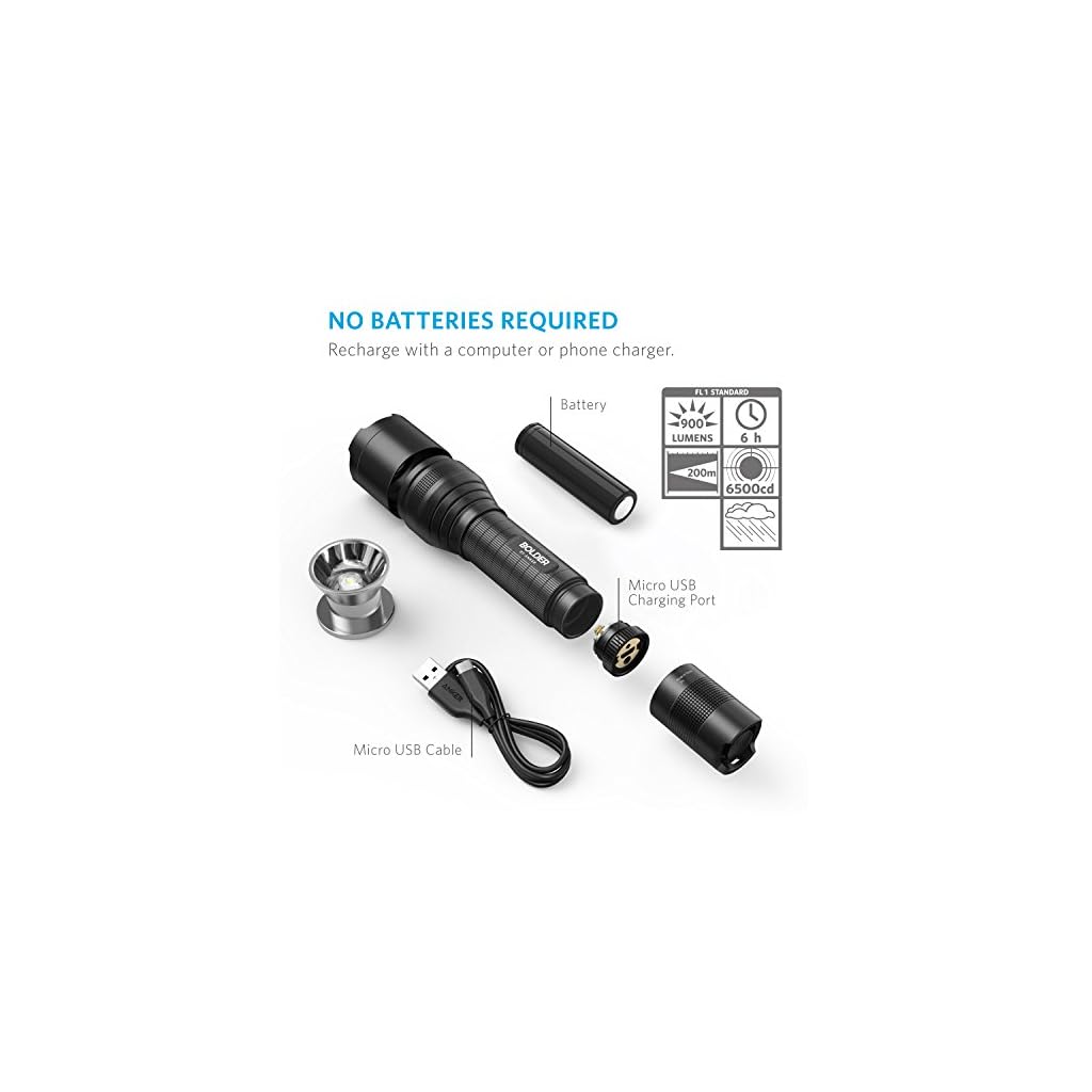 Anker Rechargeable Bolder LC90 LED Flashlight, PocketSized Torch with