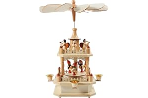 GUOXIATIE 14 Inches Wooden Christmas Pyramid with 4 Candle Holders- Nativity Scene Set-Under The Xmas Tree -Christmas Table Top Decor.