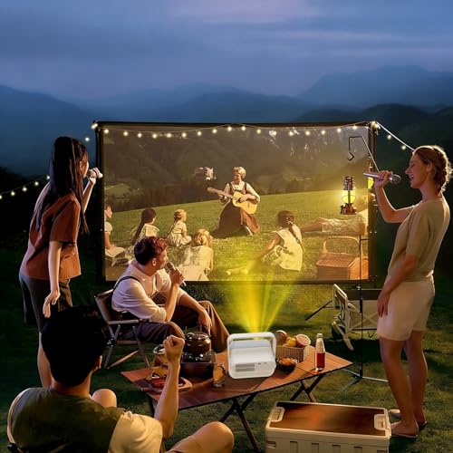 Sosoport Proyector Inteligente Soporta 4K y 1080P Nativo, Altavoces Estéreo 5W×2, Enfoque Automático, Ultra Delgado 70 mm, Gimbal 360°, Luz Ambiental RGB, WiFi 6, Bluetooth, Cine en Casa Portátil