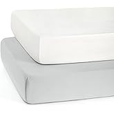 TILLYOU Baby Crib Sheets for Boys Girls, Fitted Crib Sheet 2 Pack for Standard Crib and Toddler Mattresses, Super Soft Toddle