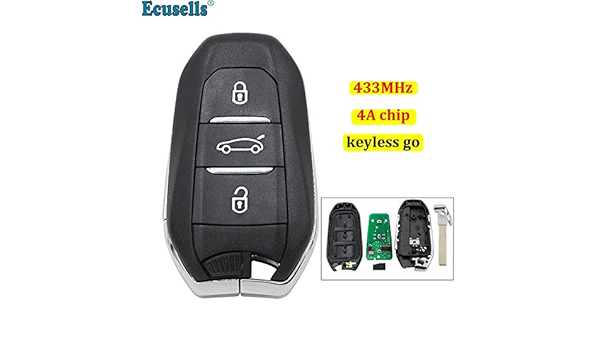 Keyless Go 3 Buttons Smart Remote Key Fob 433mhz 4a Chip For Peugeot 208 308 508 3008 5008 With Emergency Key Hu83 Buy Online At Best Price In Uae Amazon Ae
