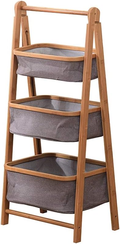 Amazon Com Wenhui 3 Tier Folding Bamboo Laundry Hamper X Frame Bin Clothes Storage Basket Organizer Wood Laundry Hamper Sorter Cart Lightweight For Easy Transportation Home Kitchen