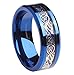Queenwish 8mm Blue Tungsten Wedding Bands Gold Celtic Dragon Blue Carbon Fibre Inlay Promise Rings Mens Jewelry Size 6-13