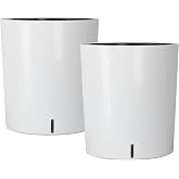 SAROSORA Large Round Self Watering Planter Pot 12.5'' 2-Pack for Home Garden Patio Tall Tree(White 2-Pack)