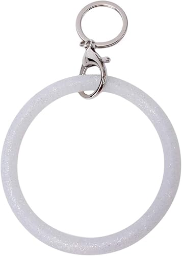 Amazon Modmhb ブレスレット キーホルダー レディース 可愛い 人気アクセサリー カラー バングル 腕輪 おしゃれ プレゼント 透明な底のシルバーグリッター バングル 通販