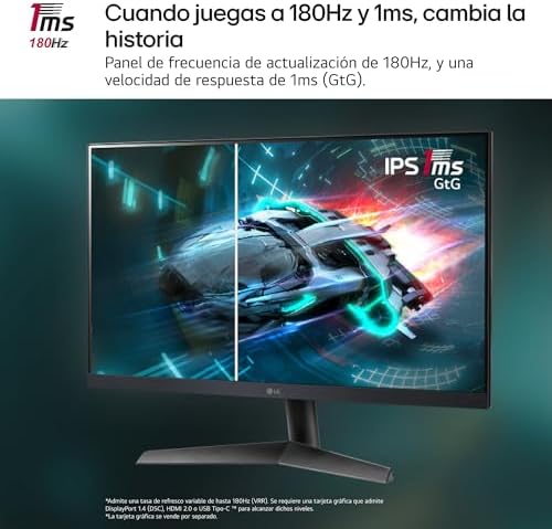 Lg 27gs60f-b - monitor de jogos ultragear, 27 polegadas, full hd 1080p, 1920x1080, amd freesync, compatível com nvidia g-sync, 180 hz, 1ms, 16:9, painel ips, preto