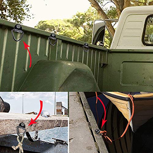 MOEBULB Cargo Tie-Down V-Ring Anchors 4-Pack Black Steel Bolton Trailer V-Ring Tie Down for Trailers, Trucks and Warehouses Replacement for D-Ring Plastic Flush Mount Pan Fitting Tiedown