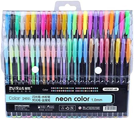 Hot Sale！UMFun💗💗 ZuiXua 48 Colors Gel Pens set Color Glitter Metallic pens gift For Kids Drawing