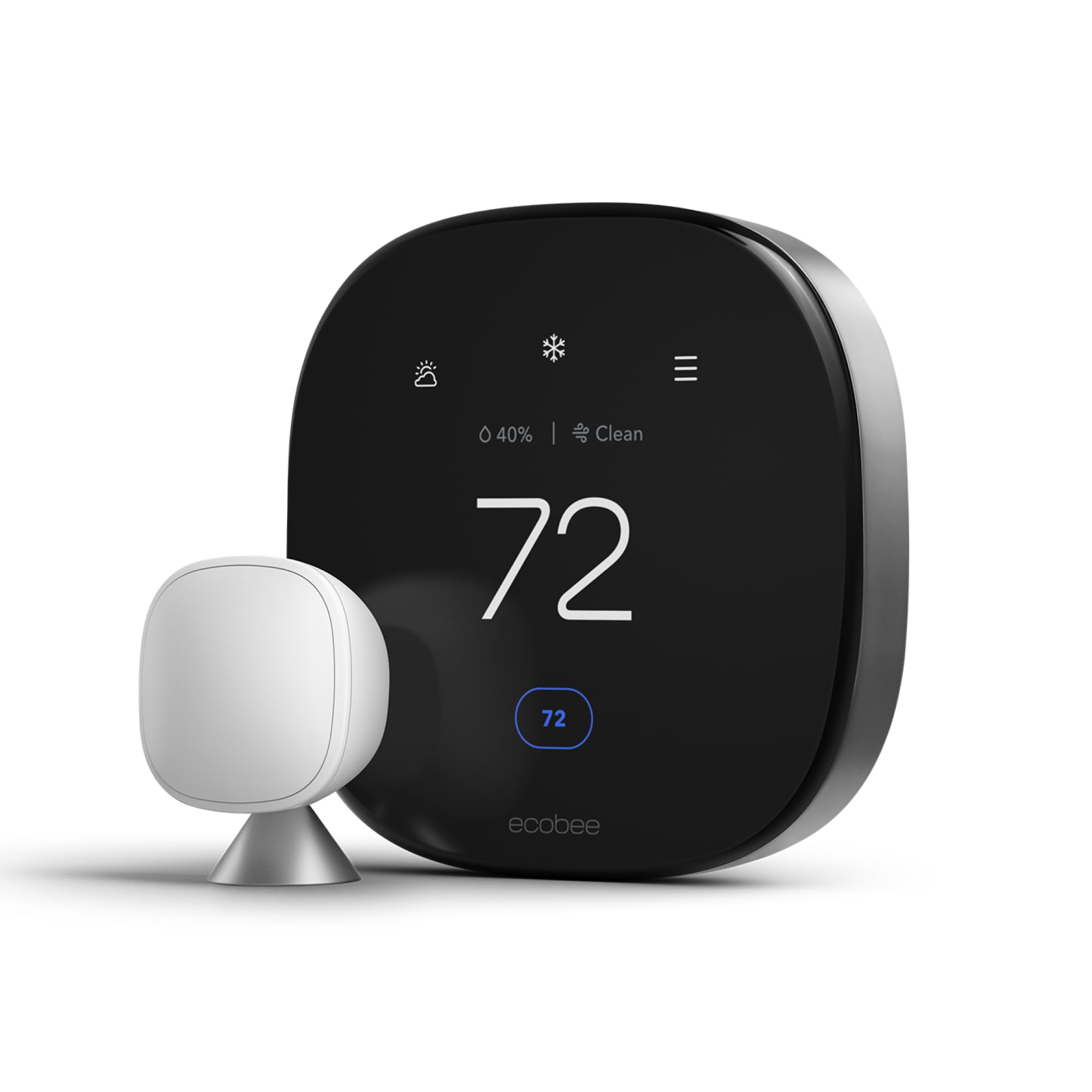 Photo 1 of ecobee Smart Thermostat Premium with Smart Sensor and Air Quality Monitor - Programmable Wifi Thermostat - Works with Siri, Alexa, Google Assistant, Black
