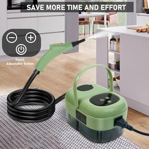 HELEE Handheld Steam Cleaner, High Pressure Multipurpose Steamer, 2500W|1000ML, 10S Fast Heat-Up 6 Gears Adjustment, With Brushes, Glass Scraper, for Car, Kitchen, Furniture and Tile (White)