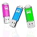 mosDART 3 X 16GB Metal USB2.0 Flash Drive Bulk Thumb Drives with Led Indicator (Pink Blue Green,3Pack)